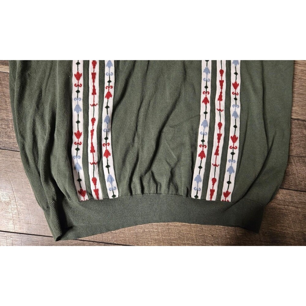 Disney Matterhorn Bobsleds Men's XXL Knitted Green Striped Polo Collar Disney - Picture 8 of 11